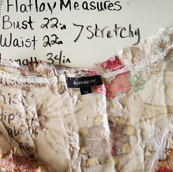 Komarov Crinkle y2k floral Print Dye Tunic lace Long Sleeve long Blouse or dress - Picture 3 of 9